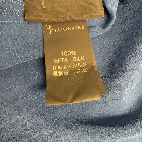 BILLIONAIRE COUTURE Size XL Blue Jacquard Silk Button Up Long Sleeve Shirt - Picture 7 of 8